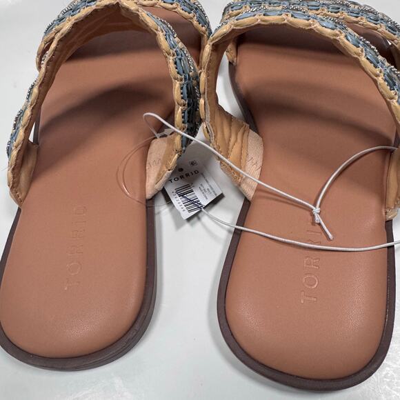 Torrid Embellished Double Band Slide size 9WW Boho Resort Summer NEW - Picture 5 of 7